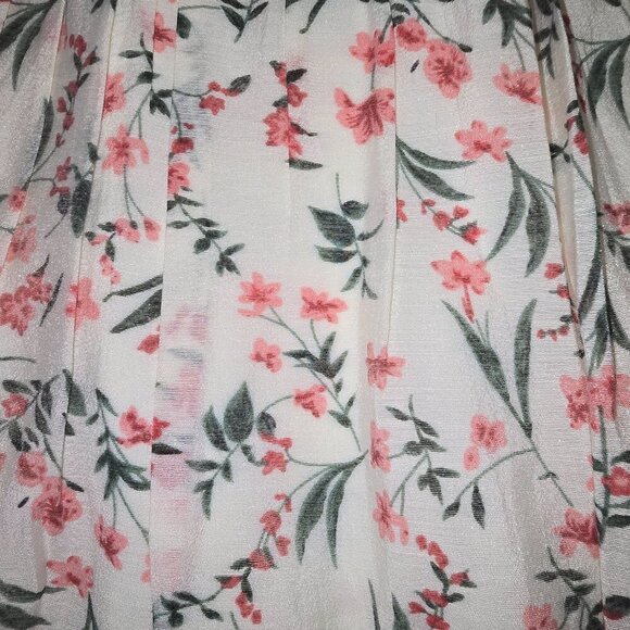 WOMENS MINKPINK FLORAL SKIRT ROUCHING LINED ZIPPERED BACK MIDI LENGTH SIZE MED - Picture 3 of 6